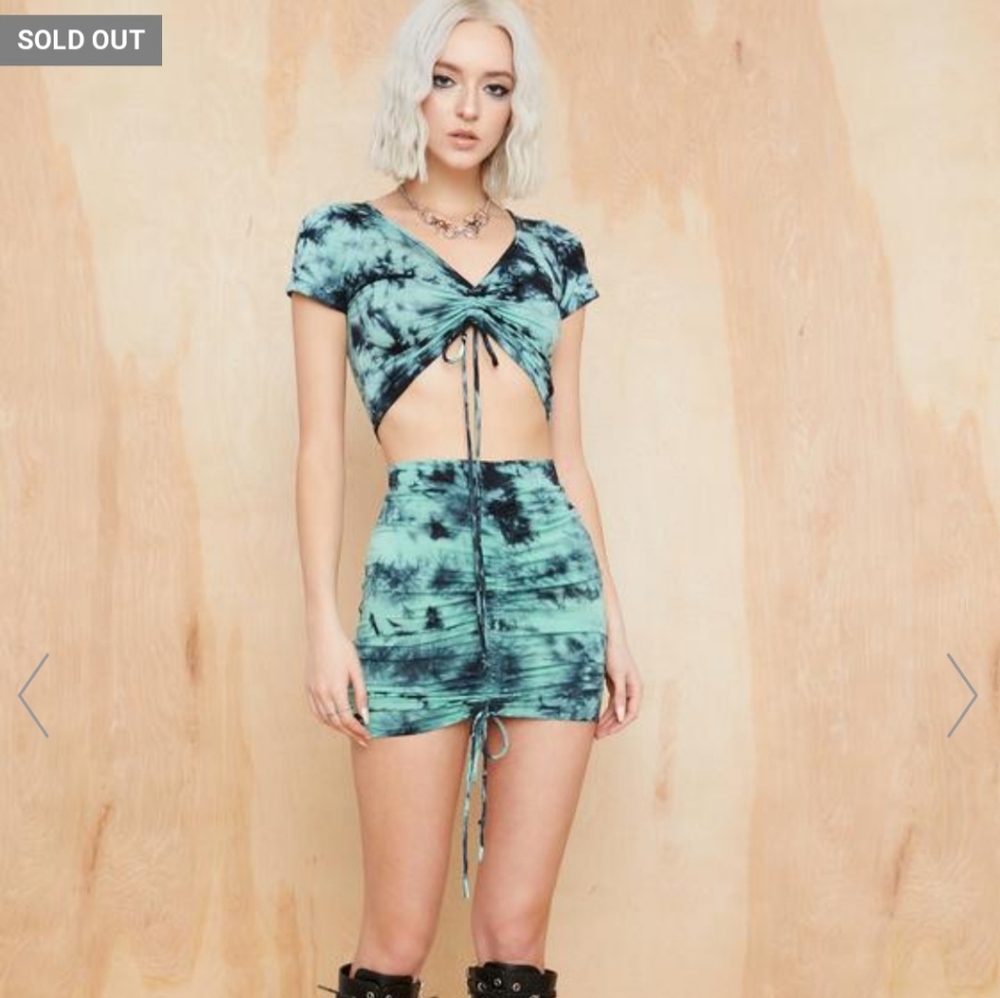 Dolls Kill Current Mood Green and Black Ride or Dye Skirt